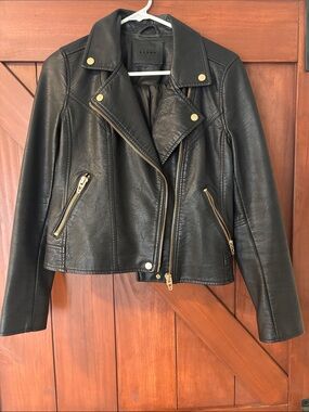 Blank NYC Black faux Leather Moto Jacket with Gold Hardware